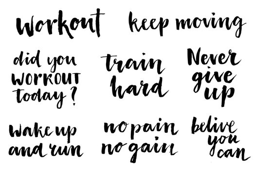 Inspirational workout quote set.