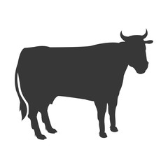 flat design cow silhouette icon vector illustration
