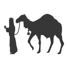 flat design magi with camel silhouette icon vector illustration