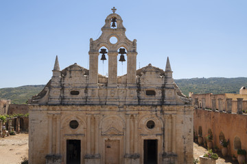 Fototapeta na wymiar Cathedral in famous Arkadi monastery, Crete island, Greece