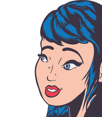 Woman pop art female avatar person retro vintage icon. Colorfull and flat illustration. Vector graphic