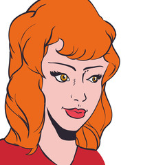 Woman pop art female avatar person retro vintage icon. Colorfull and flat illustration. Vector graphic