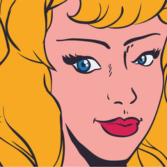 Woman pop art female avatar person retro vintage icon. Colorfull and flat illustration. Vector graphic