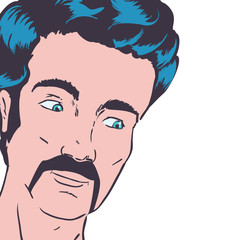 Man mustache pop art male avatar person people retro vintage icon. Isolated and flat illustration. Vector graphic