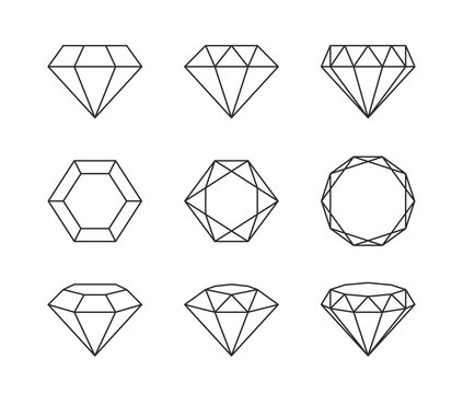 Set of diamonds isolated on a white background
