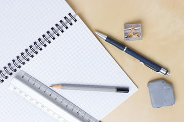 Writing materials on desk