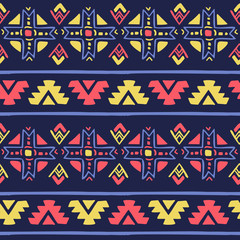 Seamless vector geometric tribal colorful pattern background