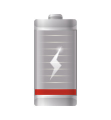 Battery red energy power charge icon. Isolated and flat illustration. Vector graphic
