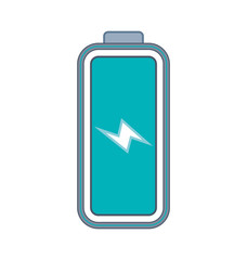 Battery blue energy power charge icon. Isolated and flat illustration. Vector graphic
