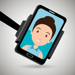 woman on the screeen of a smarthone. vector design