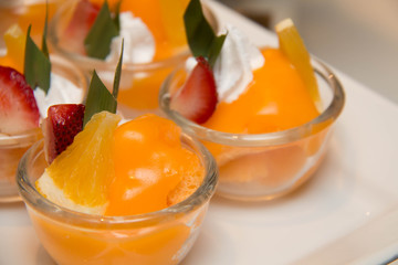  mini orang dessert glass in buffet