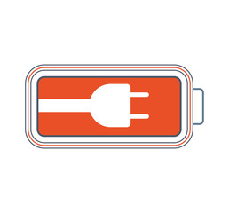 Fototapeta premium Battery orange energy power charge icon. Isolated and flat illustration. Vector graphic