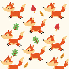 Woodland animal concept represented by cute fox cartoon icon. Colorfull and background illustration. 