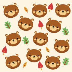 Woodland animal concept represented by cute bear cartoon icon. Colorfull and background illustration. 