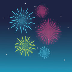 firework celebration explosion icon. Colorfull and night background Vector graphic