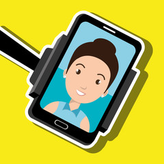 woman on the screeen of a smarthone. vector design