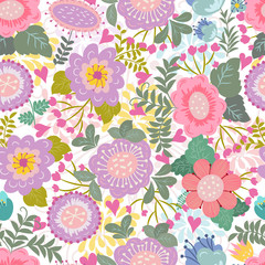 Fototapeta premium Wedding floral seamless pattern