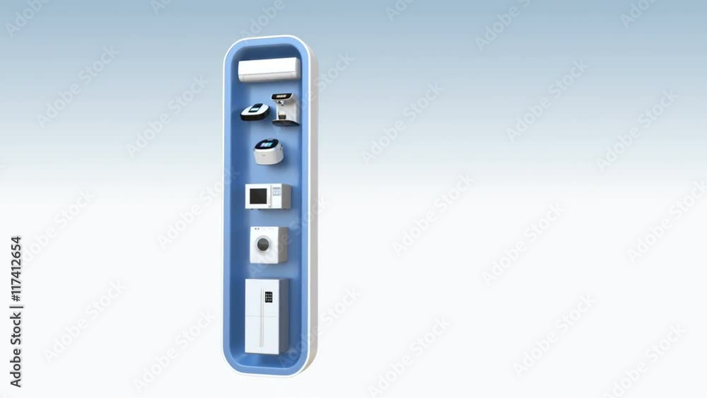 Aufkleber smart appliances in word iot. internet of things concept for consumer products. 3d rendering animati
