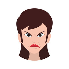 face woman angry eyes expression cartoon icon. Isolated and flat illustration. Vector graphic
