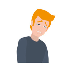 face man boy sad expression cartoon icon. Isolated and flat illustration. Vector graphic