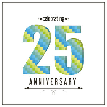 Celebrating Anniversary concept represented by 25 year number icon. Colorfull and flat illustration.