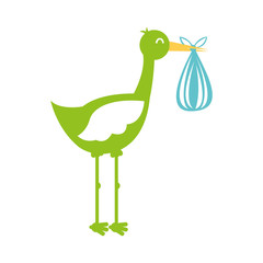 stork with bag baby isolated icon