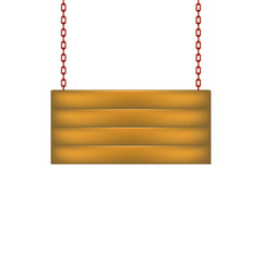 Wooden sign board hanging on chain in red design