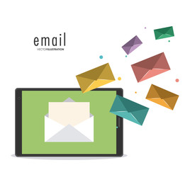 Email concept represented by envelope and smartphone icon. Colorfull and flat illustration.