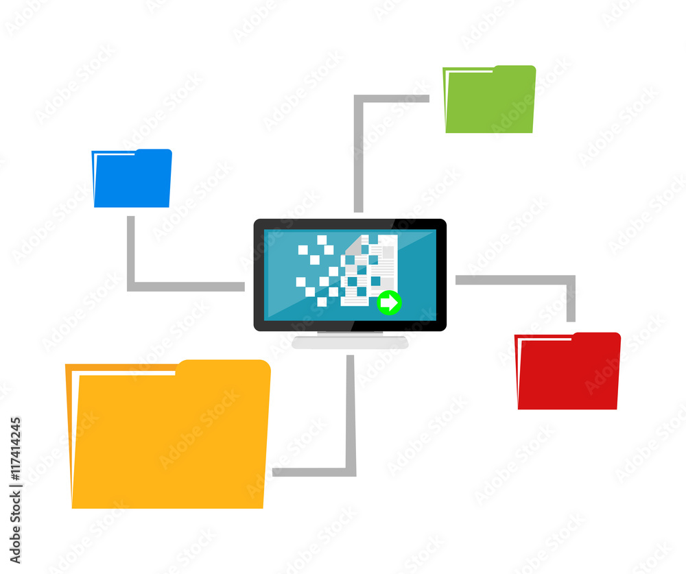 Poster file sharing. data distribution. content management. file transfer concept.