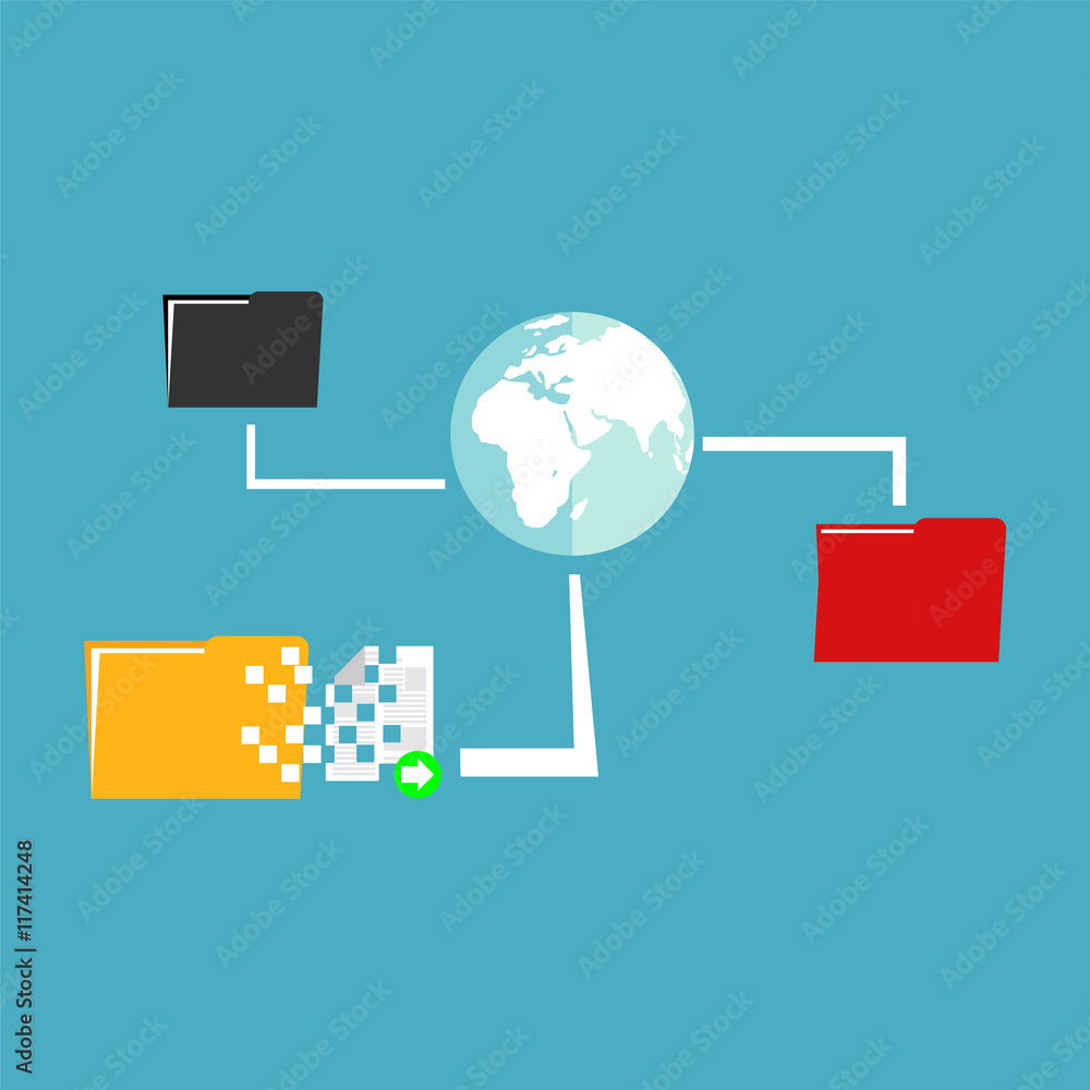 Poster file sharing. data distribution. content management. file transfer concept.