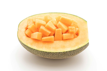 cantaloupe melon on white