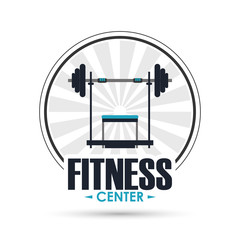 Healthy lifestyle and Fitness concept represented by weight icon over seal stamp illustration.