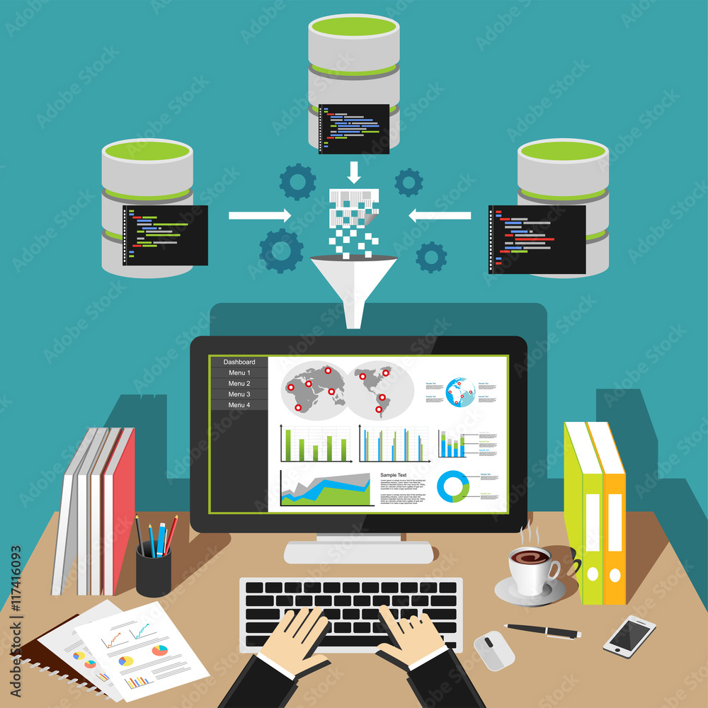 Aufkleber business intelligence analytics dashboard. data mining.