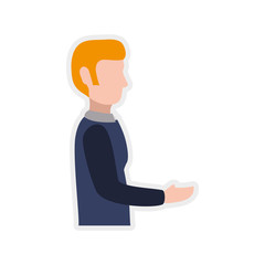 Man receive get male avatar person people icon. Isolated and flat illustration. Vector graphic