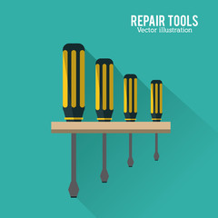 Screwdriver tool icon. Repair construction concept. Blue background and Colorfull illustration. Vector graphic