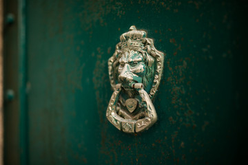 Bronze lion door knocker
