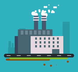Obraz premium Plant street building chimney factory industry icon. Flat and Colorfull illustration. Vector graphic
