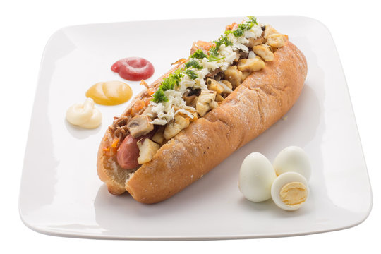 hot dog fondo blanco