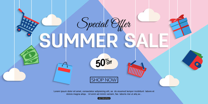 Sale Discount background for the online store, shop, promotional leaflet, promotion, poster, banner. Vector eps 10 format.