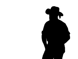 Cowboy Silhouette On White