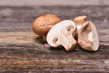 Fresh brown champignon mushrooms