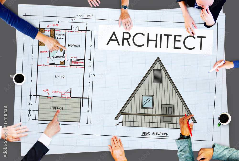 Poster architect architecture design infrastructure construction concep
