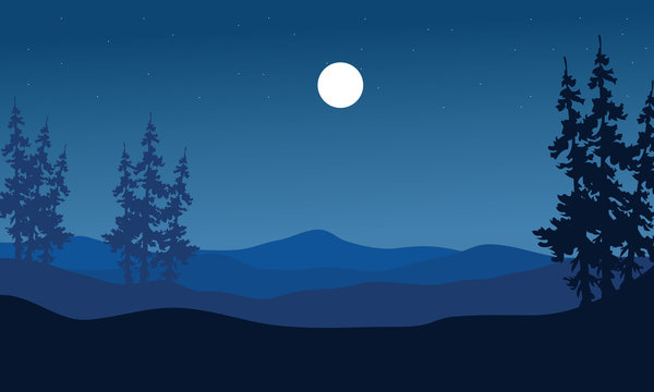Silhouette of hills on blue backgrounds
