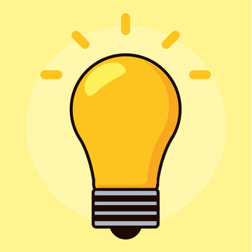 Light bulb yellow energy power icon. Flat and Colorfull illustration. Vector graphic