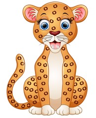 Happy leopard cartoon sitting