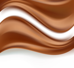 background with creamy chocolate waves on white. vector