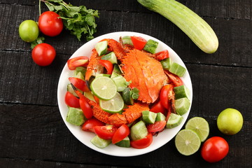 Top view- seafood appetite salad  
