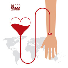 heart liquid map arm hand blood donation icon. Colorfull and flat illustration. Vector graphic - obrazy, fototapety, plakaty