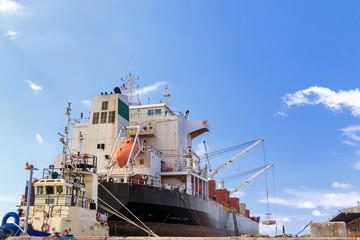Fototapeta premium Cargo ship,loading product to cargo ship