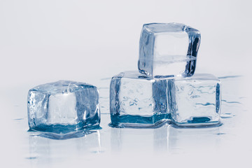 Ice cubes on table